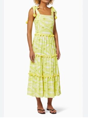 Never Fully Dressed Yellow and White Pom Pom Summer Dress. Size 4